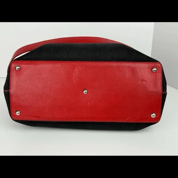 Fendi Navy Denim/Red Leather Medium 2Jours Tote - Picture 7 of 15